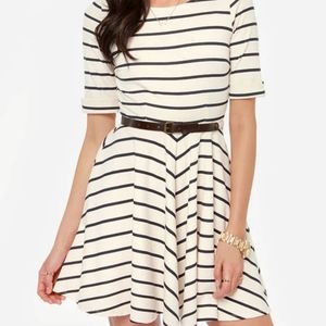 Others Follow Charlotte Navy and Cream Striped Dress size S